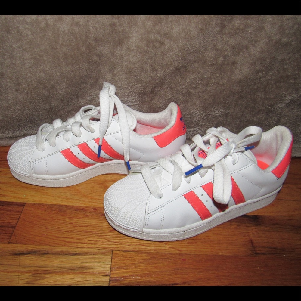 Adidas Pink, blue and white shoes